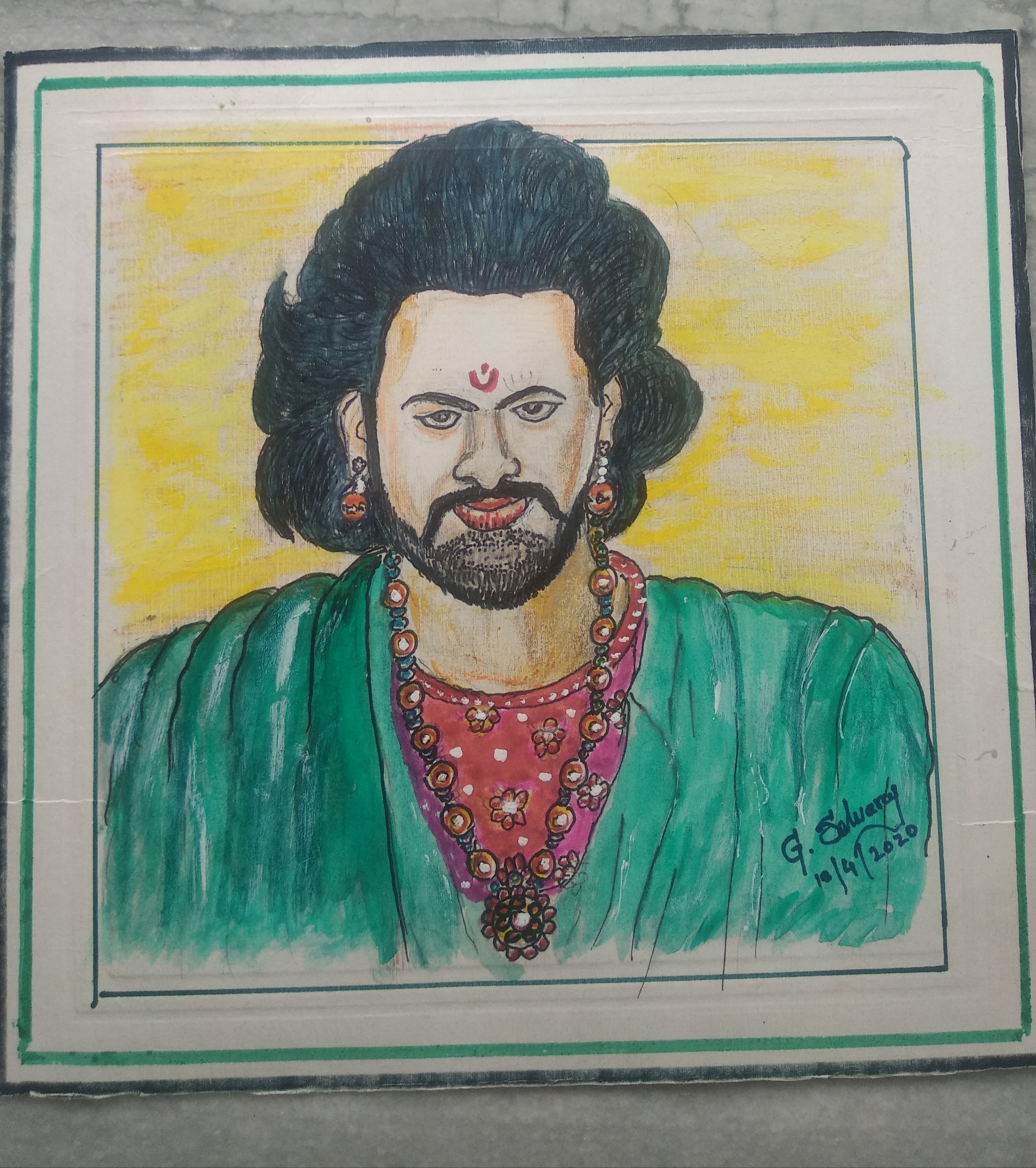 Prabhas With Shivling Drawing Easy With Oil Pastels | Bahubali Shivling  Scene | Shivratri Drawing - YouTube
